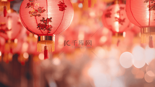 红色新年中国年喜庆灯笼背景设计