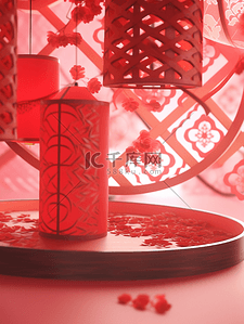 中国元素背景图片_背景新年红色喜庆背景插画
