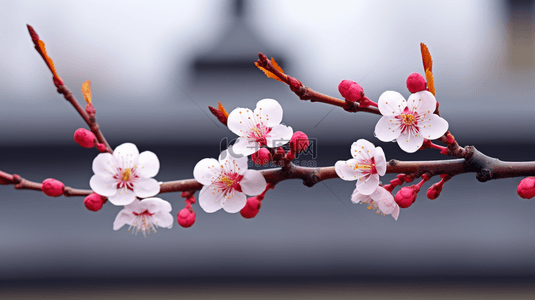 盛开的梅花背景图片_故宫中盛开的一枝梅花图片15