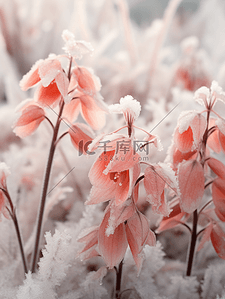 阳光背景图片_写实冬天结冰冰花花朵背景(34)
