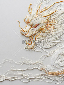 国风刺绣白金中国龙背景素材