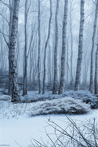 下雪天树林里的积雪图片16