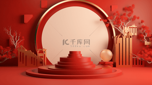 喜庆优惠背景图片_红色中国风古典年货节背景23