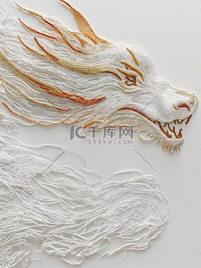 龙纹理背景图片_国风刺绣白金中国龙图片