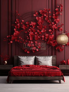 中国风喜庆装饰卧室图片28