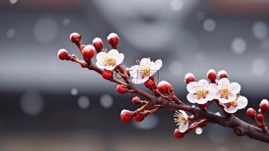 盛开的梅花背景图片_故宫中盛开的一枝梅花图片4