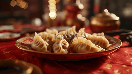 水饺简介背景图片_春节一盘水饺美食背景2