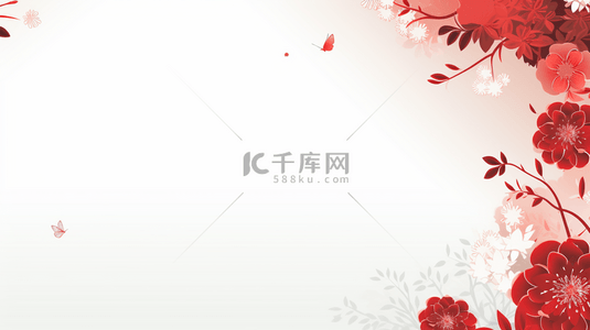 古典红色花朵背景图片_红色中国风新年梅花装饰背景13