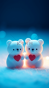 白熊背景图片_冬天冰雪上相爱依偎小熊背景(4)