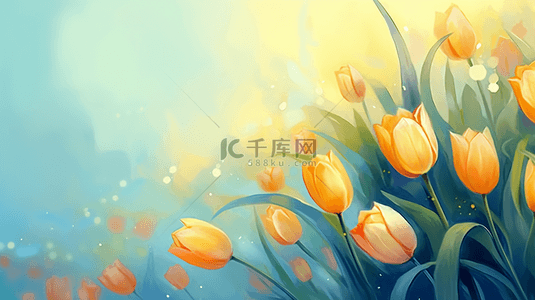 花枝背景图片_清新春天黄色郁金香花丛背景
