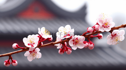 盛开的梅花背景图片_故宫中盛开的一枝梅花图片5