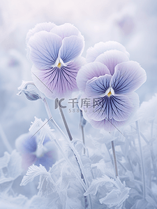 写实冬天结冰冰花花朵背景(57)