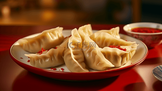 水饺背景图片_春节一盘水饺美食背景8