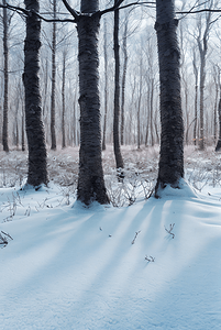 下雪天树林里的积雪图片8