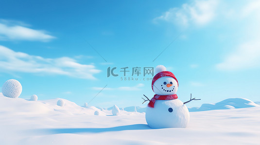 天空背景图片_雪山上的雪人天空晴朗1图片