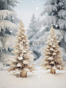冬天松树雪景大雪13背景图