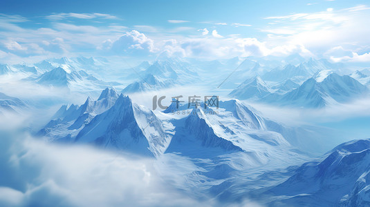 冬天背景图片_壮观的雪山冬天风景5背景图