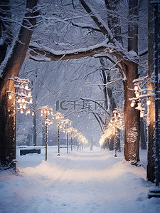 宁静的城市公园冬天雪景16设计图