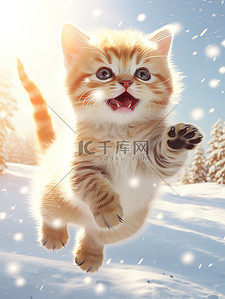 冬天的小猫雪中跳跃壁纸6设计图