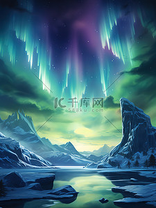 冰川美丽的极光风景6设计