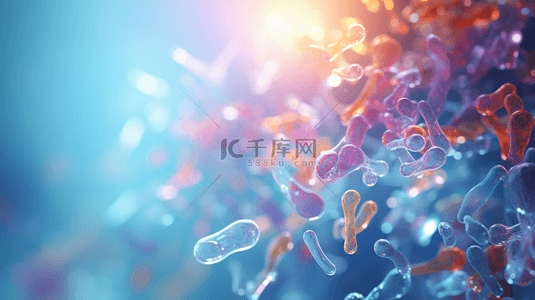 彩色光亮微观世界病毒细菌模型背景(2)