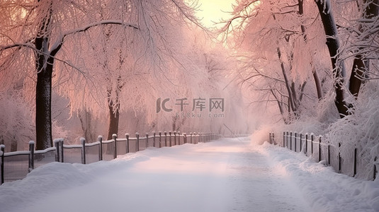 美丽的冬季道路雪景14设计