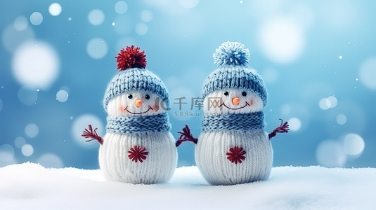 冬天背景图片_雪地上可爱的雪人9图片