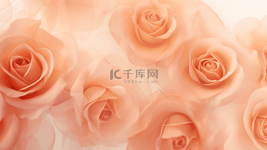 情人节背景图片_柔和桃色渐变半透明玫瑰花背景