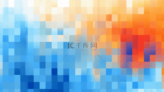 几何像素背景图片_蓝橙色抽象像素化像素颗粒纹理背景