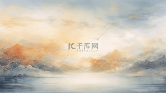 手绘背景图片_金色中式国风手绘艺术山水背景(1)