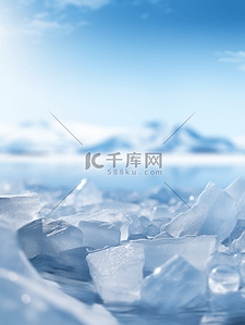 冬天背景图片_蓝色冰块冰雪产品特写摄影背景(10)