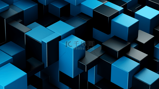 矩形立体背景图片_蓝色几何体堆积创意背景13