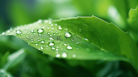 雨水滴在绿色的叶子7素材