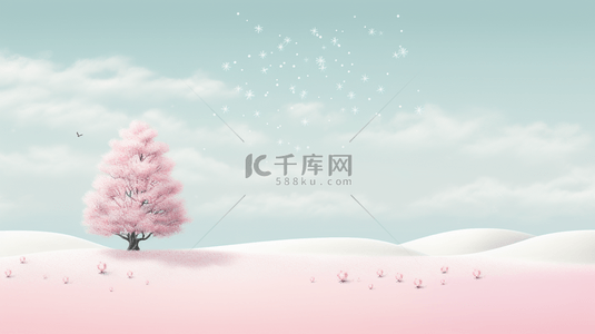 彩色渐变淡雅唯美冬季雪景背景16