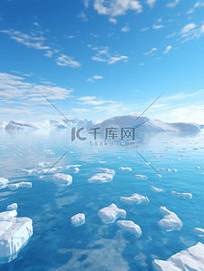 冰块蓝色背景背景图片_蓝色冬天冰山冰块水面背景(4)