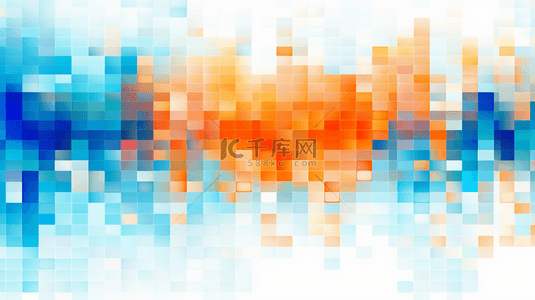 格子背景背景图片_蓝橙色抽象像素化像素颗粒纹理背景