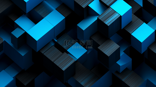 蓝色几何体堆积创意背景21