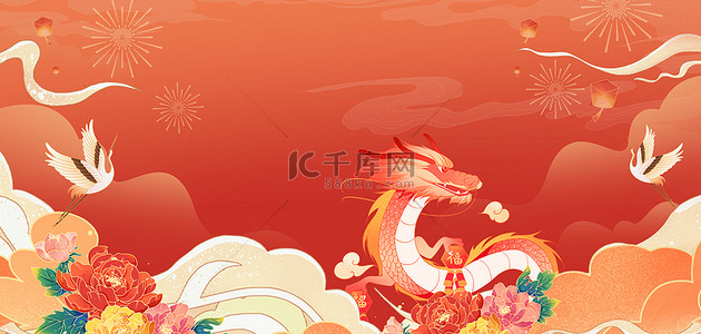 插画景区地图背景图片_新年新春国潮喜庆插画背景