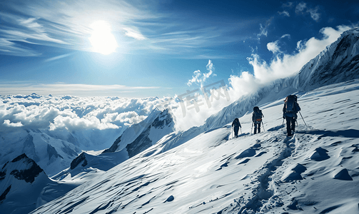 雪山人物攀爬登山企业文化励志摄影图4