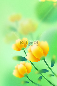 小花朵背景图片_春天春季花朵绿色弥散光背景