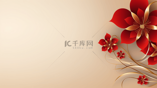 中国红吉祥富贵花朵装饰背景10
