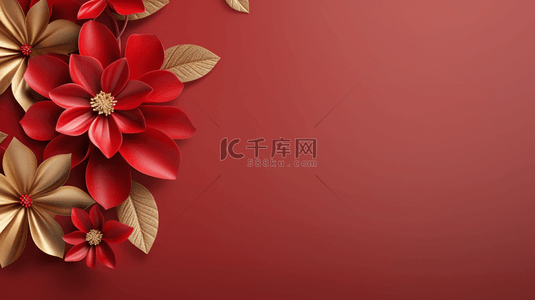 新年背景图片_中国红吉祥富贵花朵装饰背景13