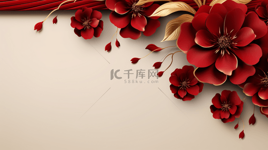 新年背景图片_中国红吉祥富贵花朵装饰背景9