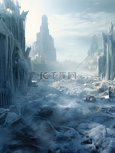 城市大雪背景图片_寒潮极寒冰封的城市16素材