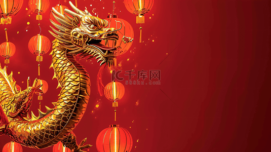 农历龙年背景图片_中国红龙年春节主题背景