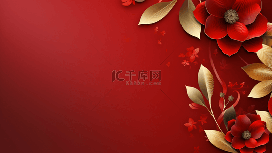 新年背景图片_中国红吉祥富贵花朵装饰背景2