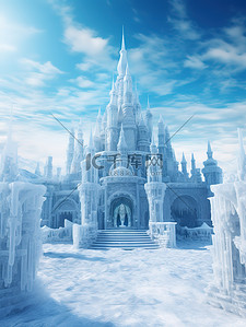 冰雕背景图片_雄伟的冰雕雪城堡20背景图片