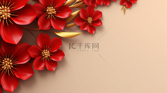 新年背景图片_中国红吉祥富贵花朵装饰背景4