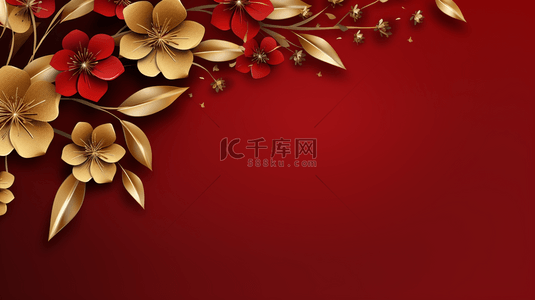 新年背景图片_中国红吉祥富贵花朵装饰背景3
