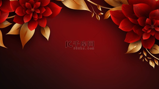 新年背景图片_中国红吉祥富贵花朵装饰背景14